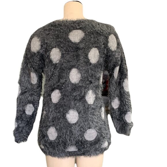 Joseph A Polka Dot Soft Fuzzy Crew Neck Pullover Sweater L Gray #206D - Picture 5 of 10